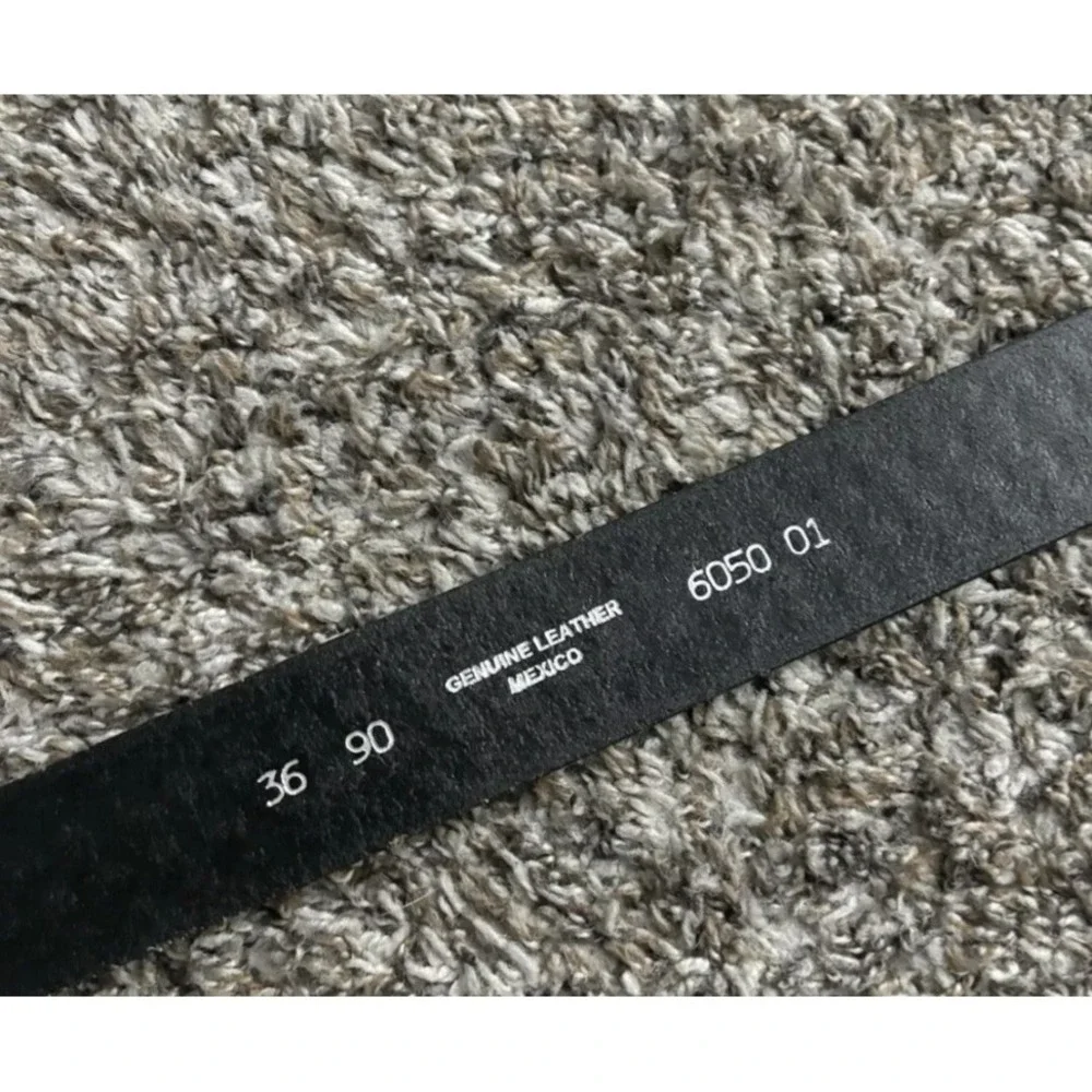 Chambers Black‎ Leather Belt Woven Textured Men's Size 36 NWT Mexico Made